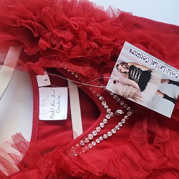 Ooh! La, La! Couture Red Tulle Dress with Rhinestones - Picture 4 of 4